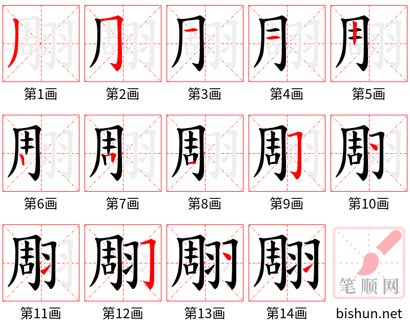 翢 笔顺规范