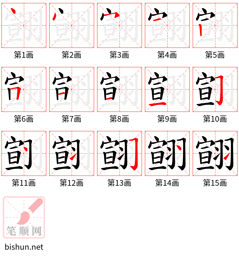 翧 笔顺规范