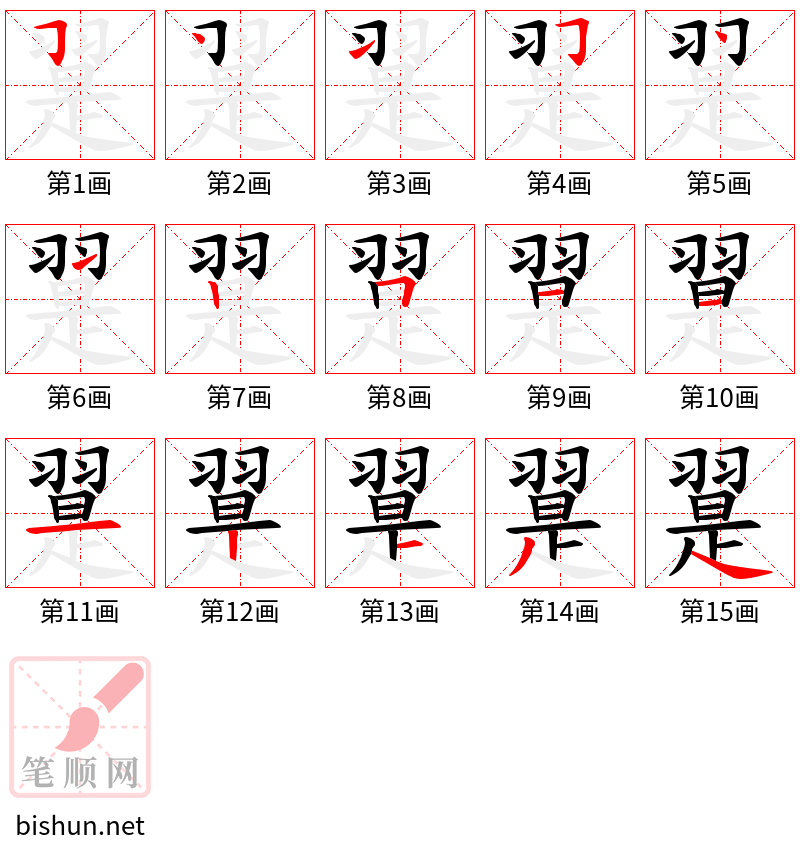 翨 笔顺规范