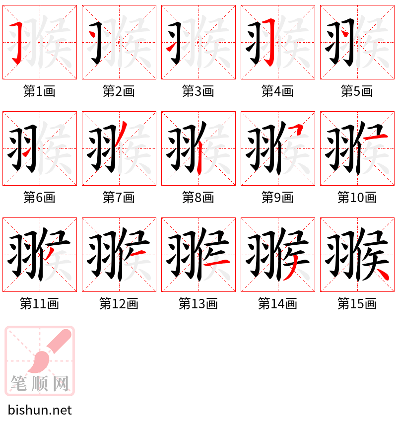 翭 笔顺规范