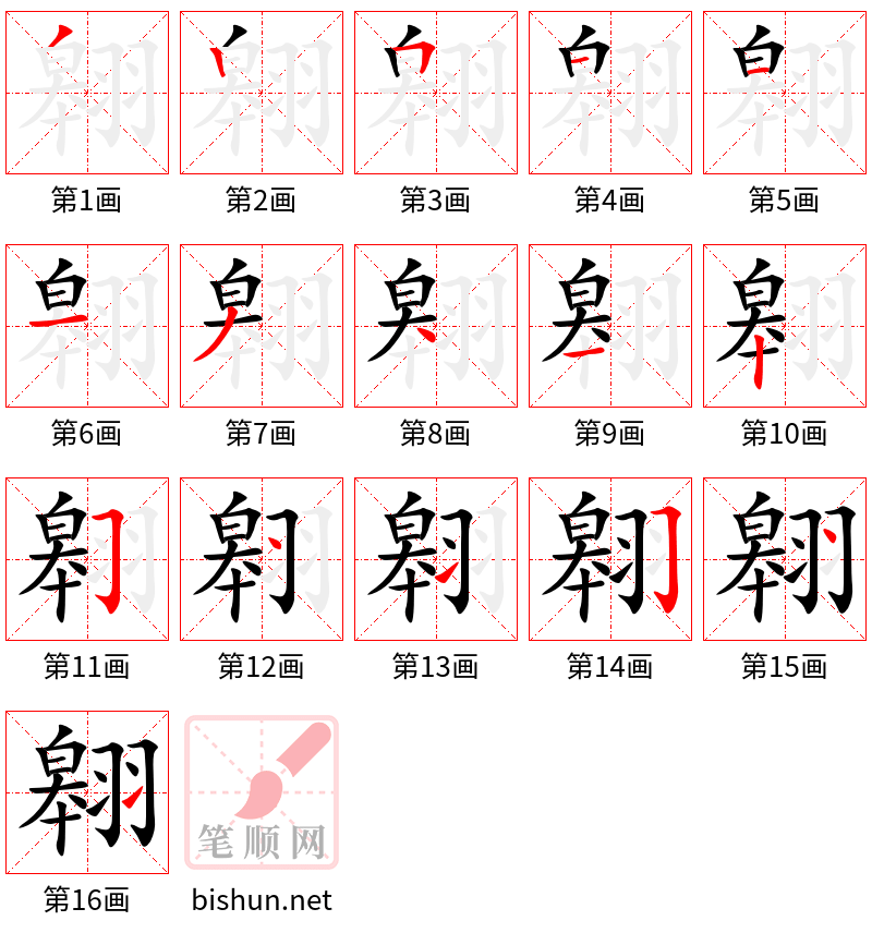 翱 笔顺规范