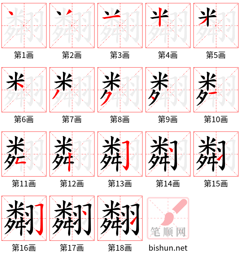 翷 笔顺规范