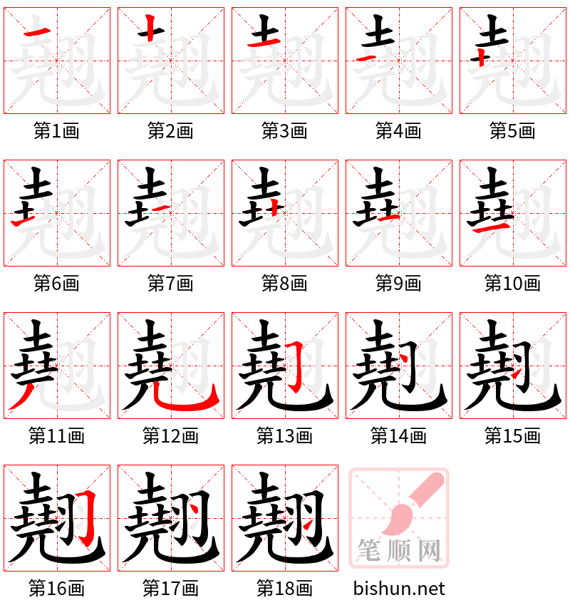 翹 笔顺规范