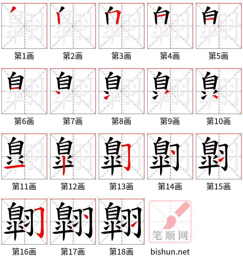 翺 笔顺规范