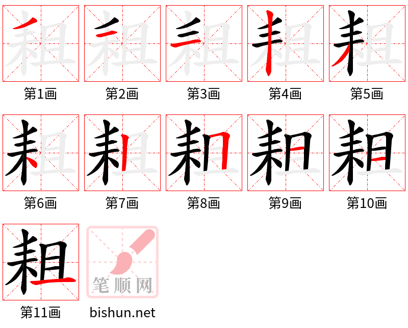 耝 笔顺规范