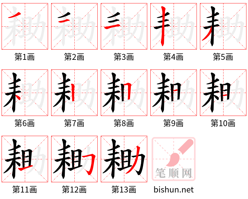 耡 笔顺规范