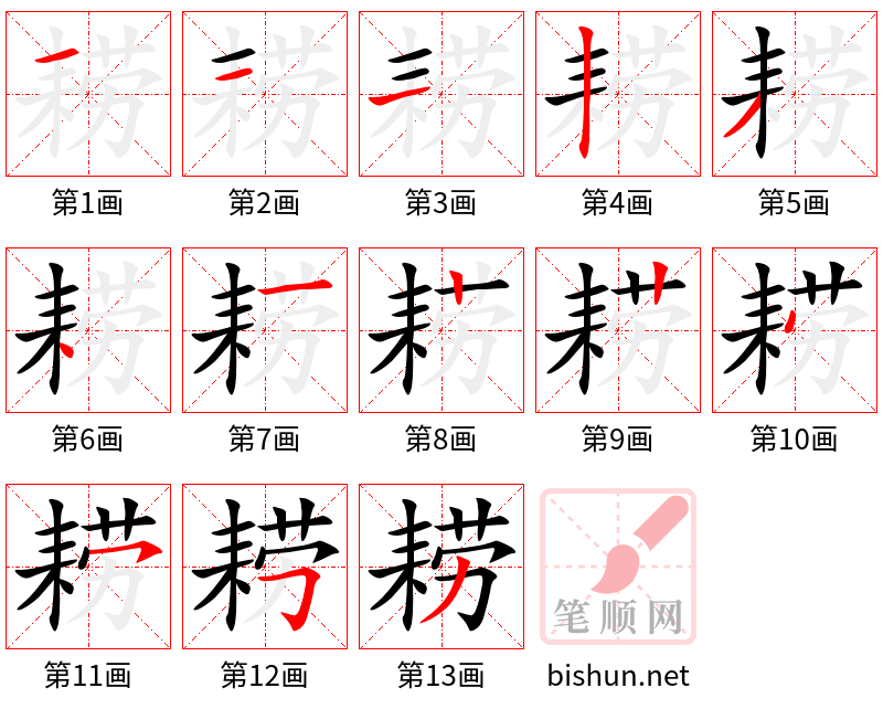 耢 笔顺规范