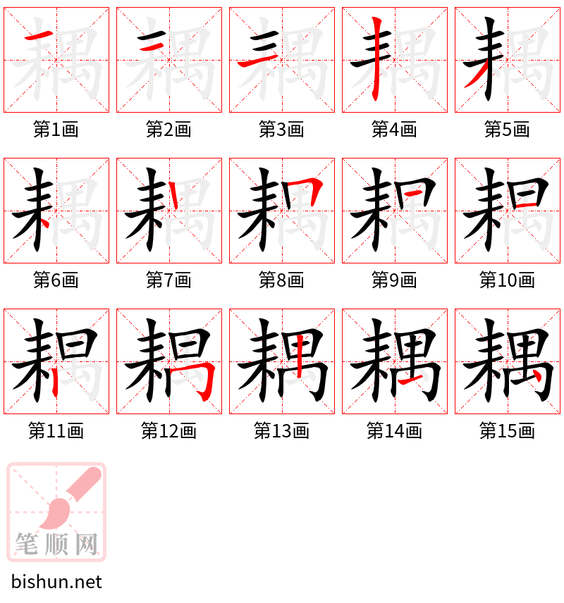 耦 笔顺规范