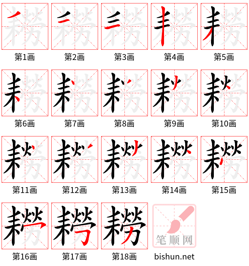 耮 笔顺规范