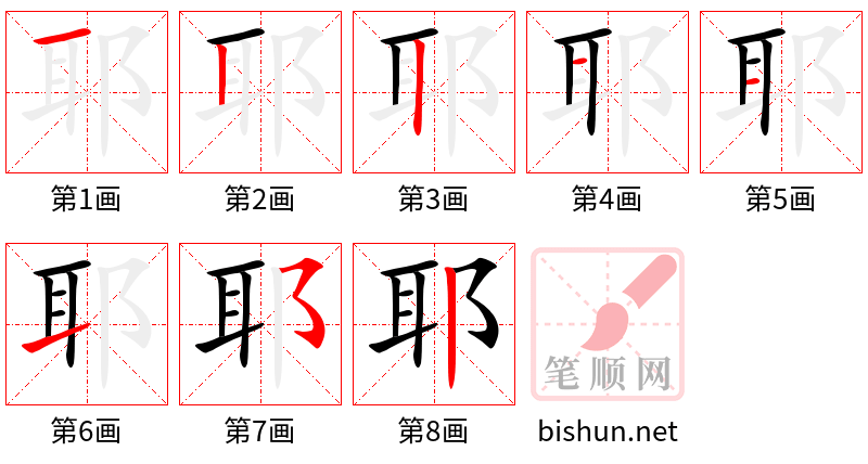 耶 笔顺规范