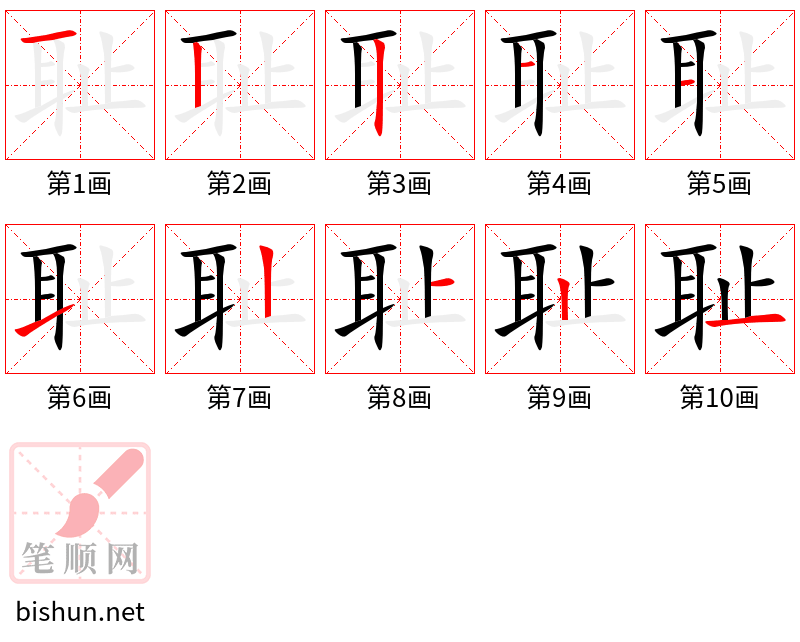 耻 笔顺规范