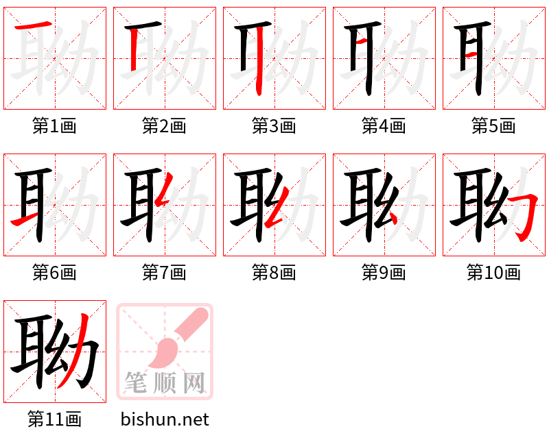 聈 笔顺规范