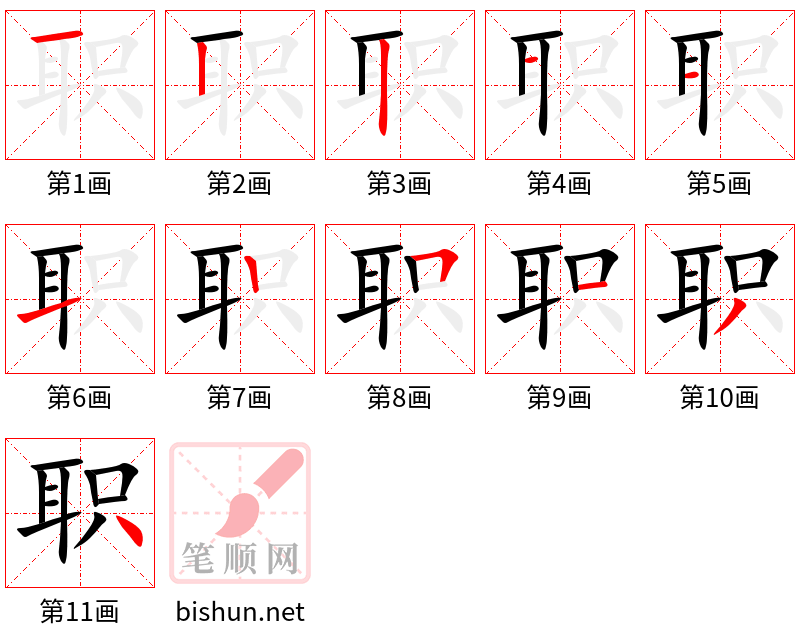 职 笔顺规范