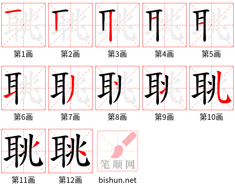 聎 笔顺规范