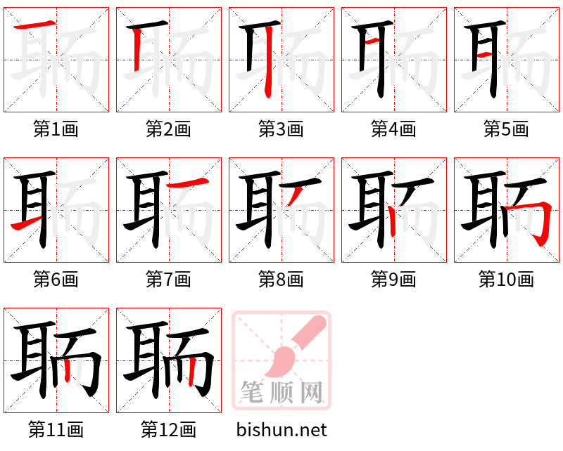 聏 笔顺规范