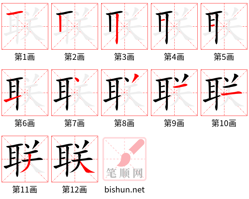 联 笔顺规范