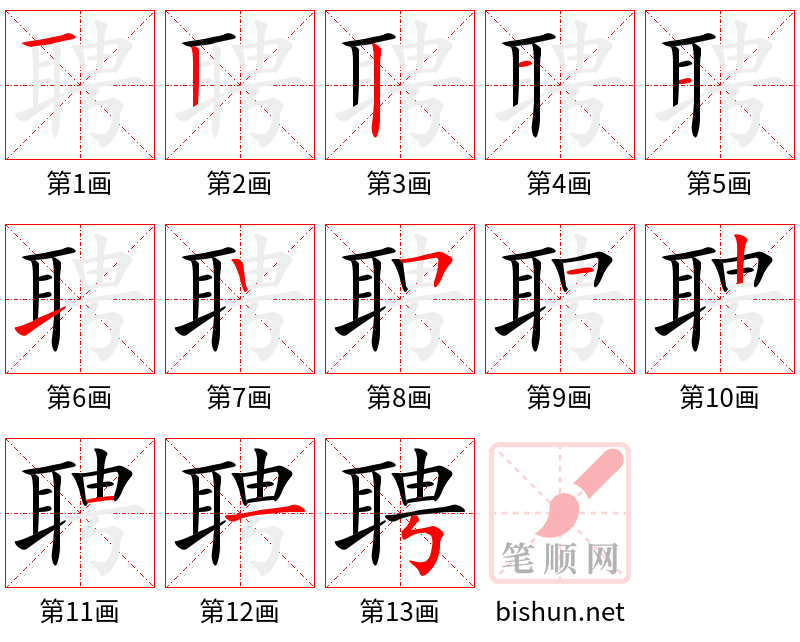 聘 笔顺规范