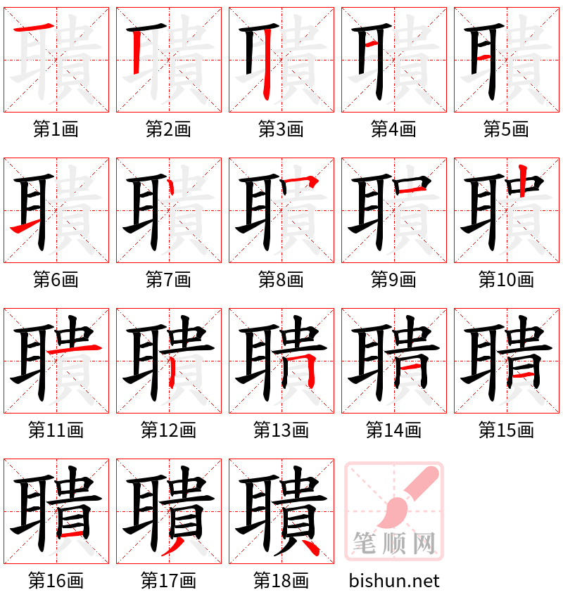 聵 笔顺规范