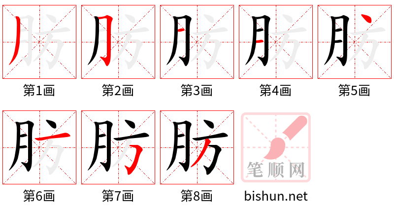 肪 笔顺规范