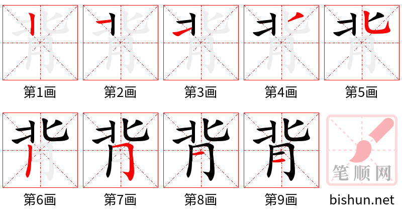 背 笔顺规范