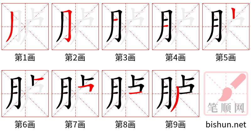 胪 笔顺规范