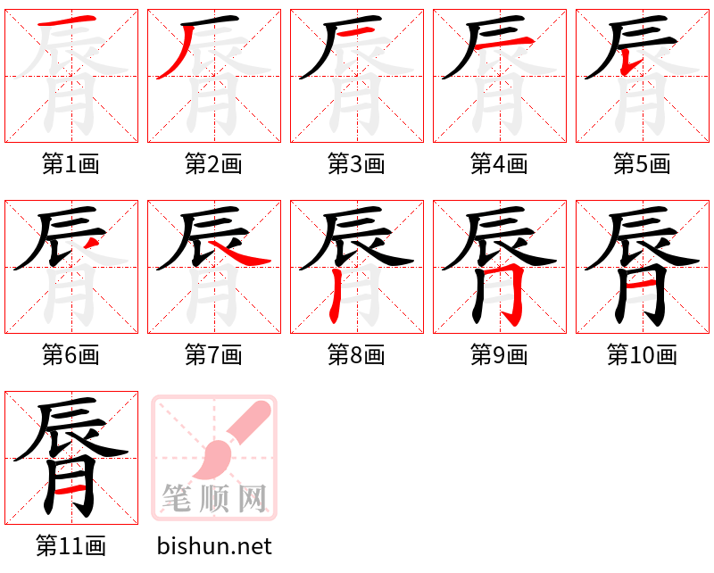 脣 笔顺规范