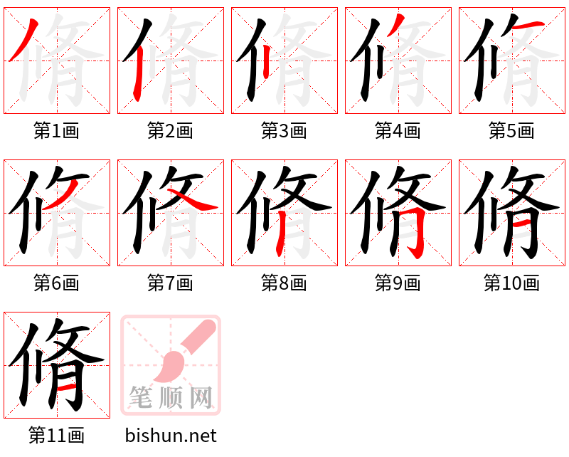 脩 笔顺规范