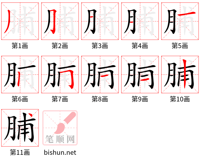 脯 笔顺规范