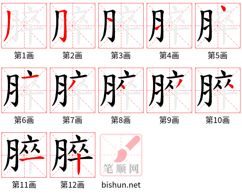 脺 笔顺规范