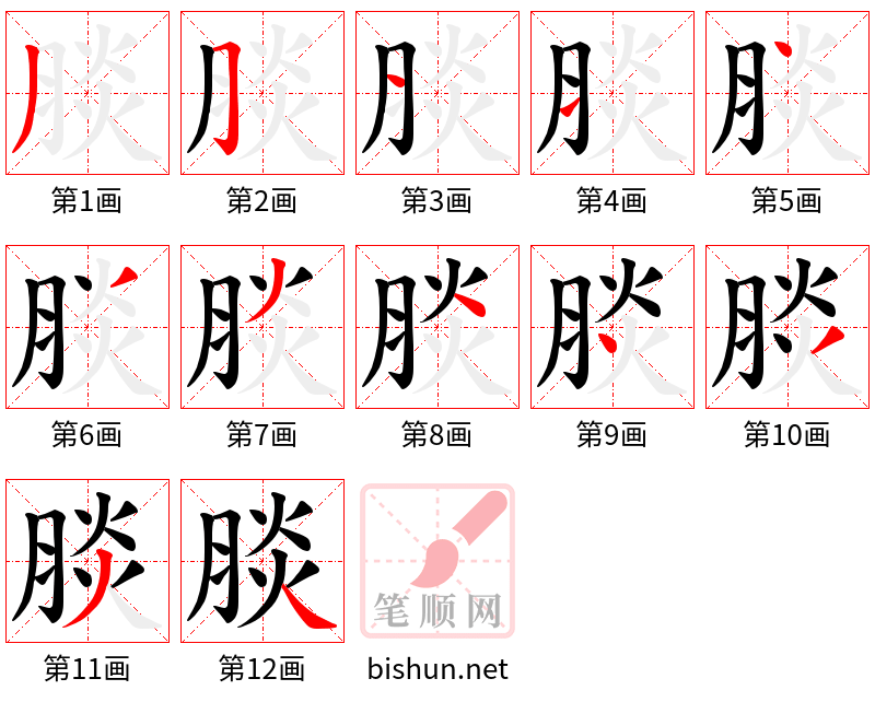 腅 笔顺规范