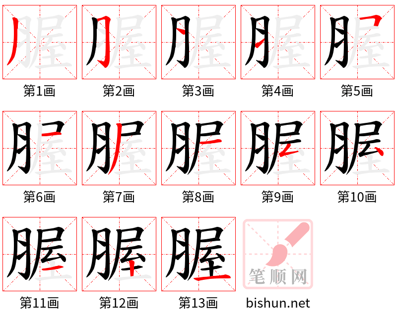 腛 笔顺规范