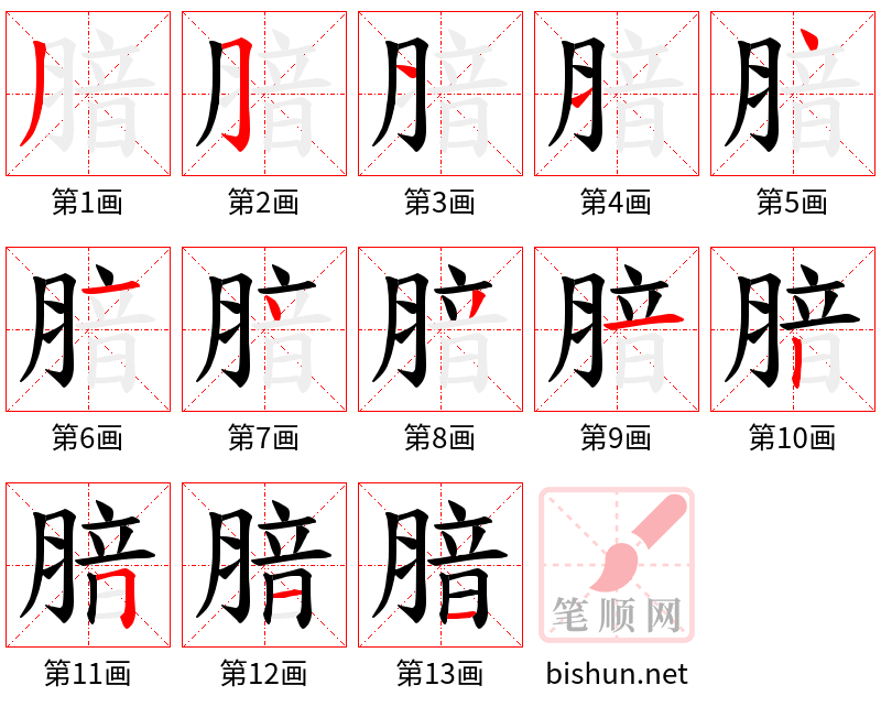 腤 笔顺规范