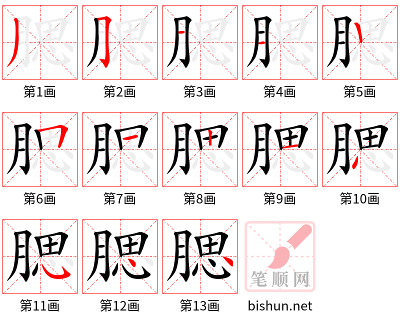 腮 笔顺规范