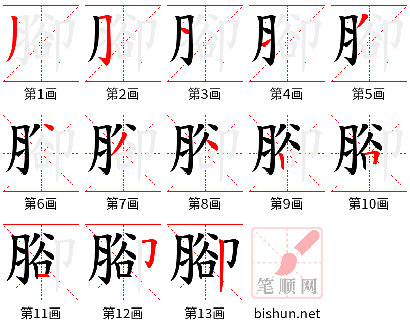 腳 笔顺规范