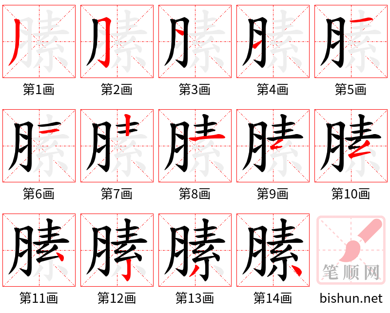 膆 笔顺规范