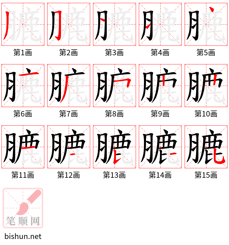 膔 笔顺规范