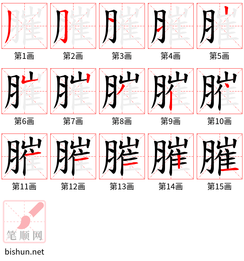 膗 笔顺规范