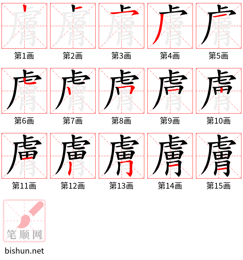 膚 笔顺规范