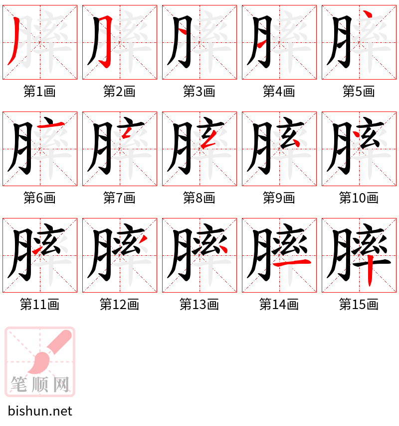 膟 笔顺规范