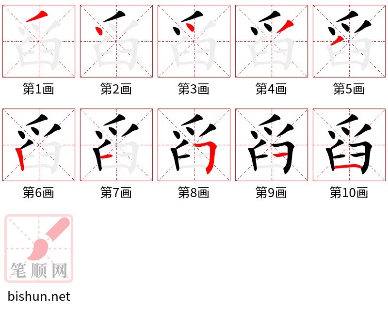 舀 笔顺规范