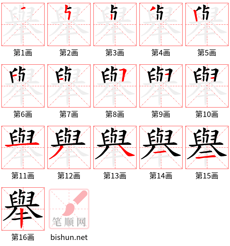 舉 笔顺规范