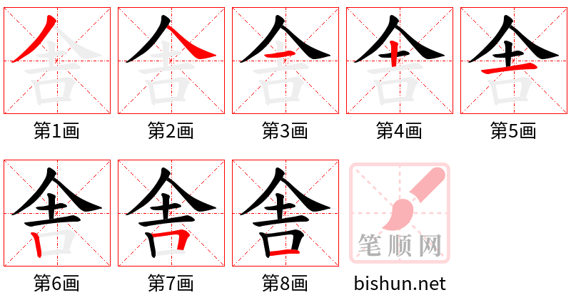 舎 笔顺规范