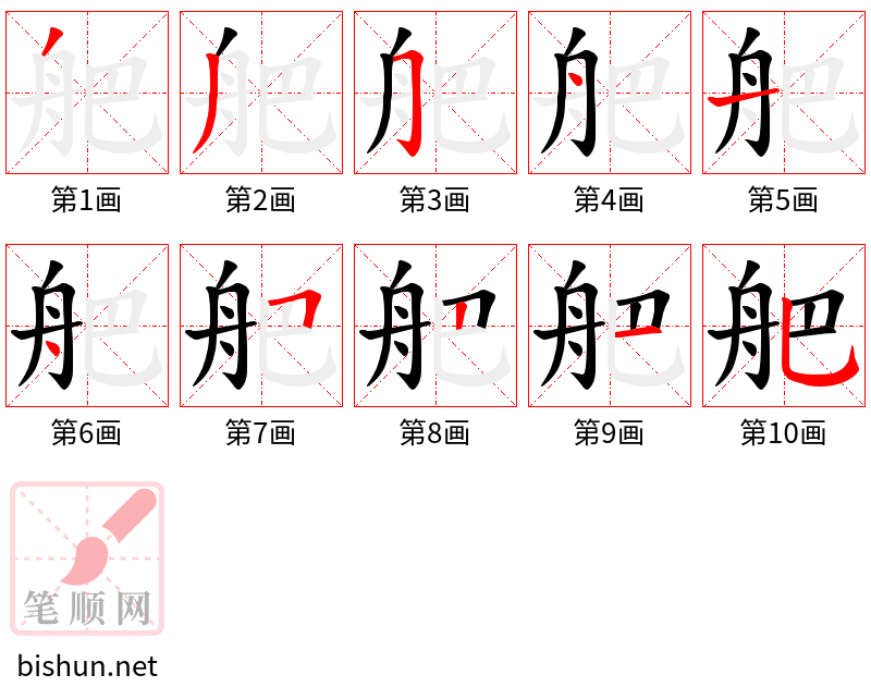 舥 笔顺规范