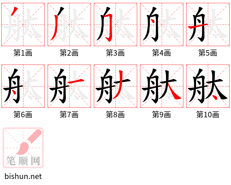 舦 笔顺规范