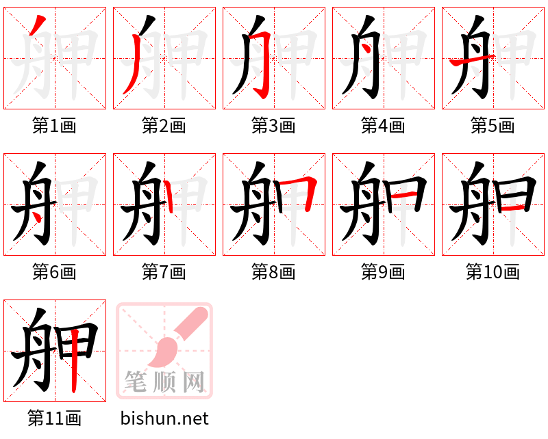 舺 笔顺规范