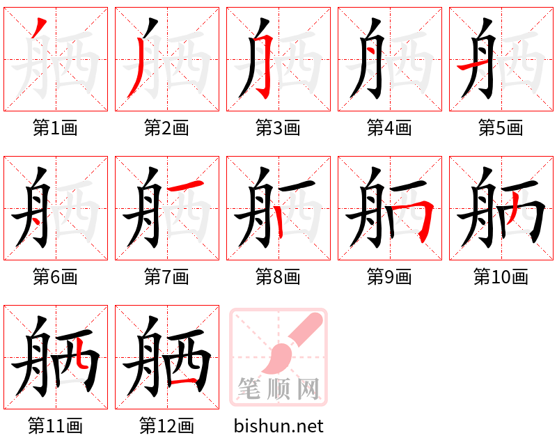 舾 笔顺规范