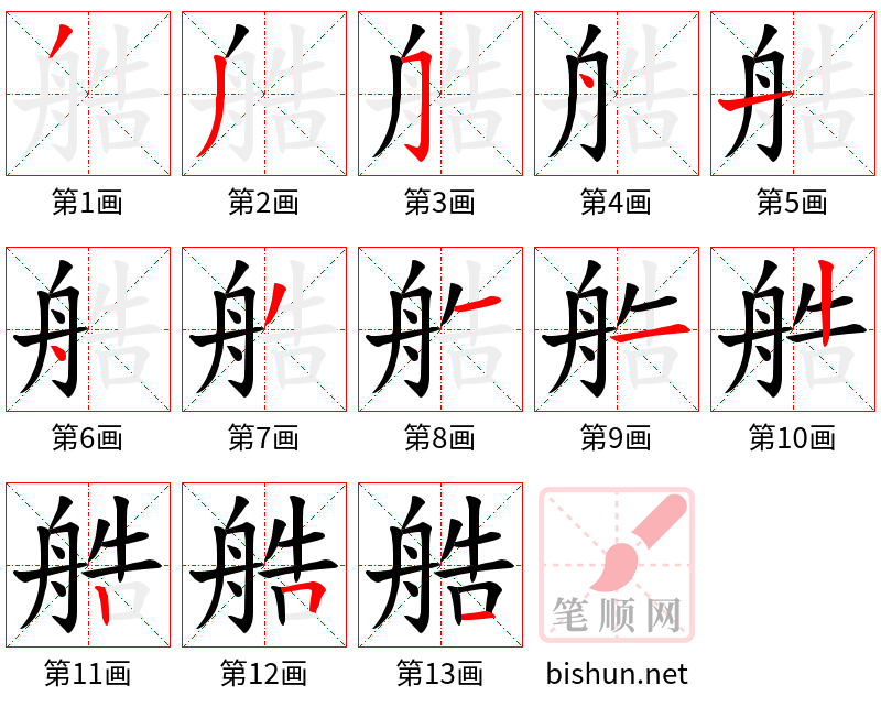 艁 笔顺规范