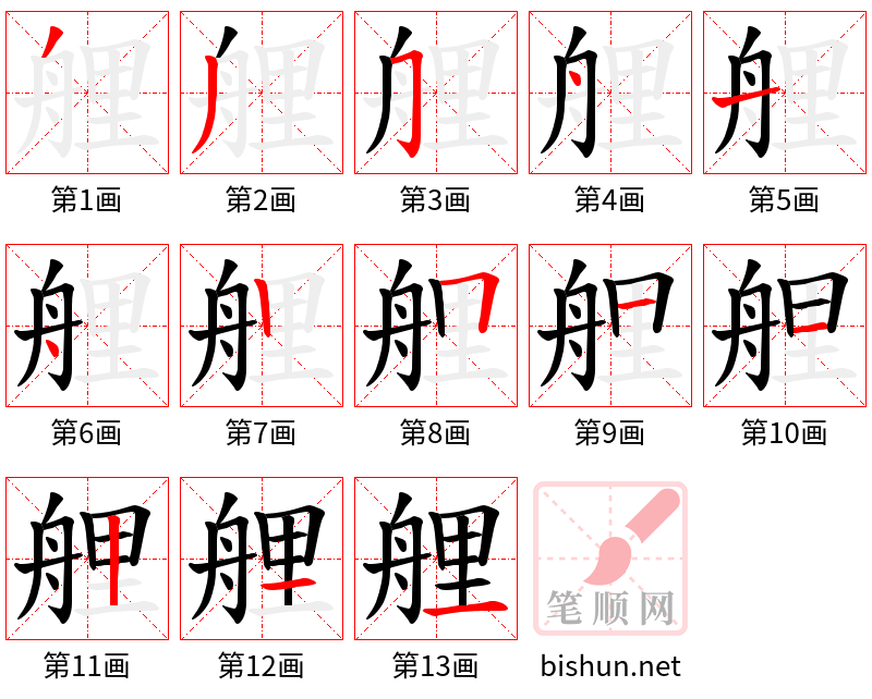 艃 笔顺规范