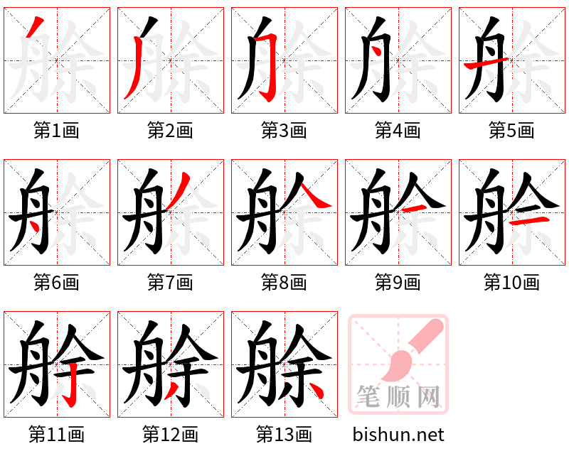 艅 笔顺规范