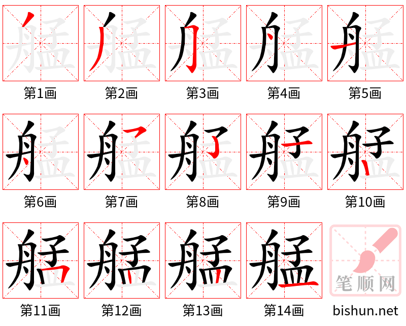 艋 笔顺规范